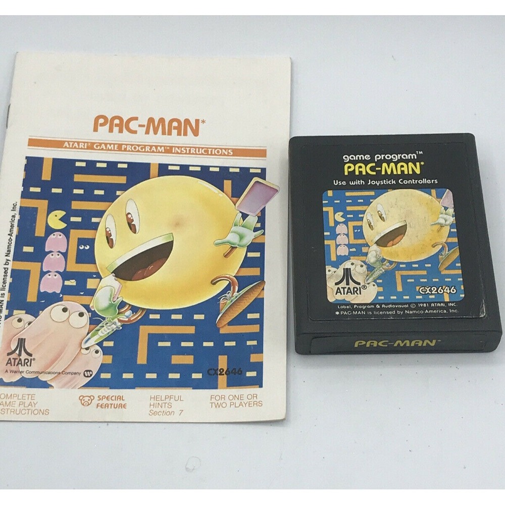 Atari 2600 Pac-Man 1981 Video Game Cartridge ‎ w/ Manual
